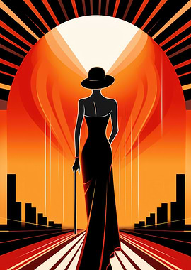 Silhouette Woman in Red