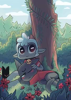 Cute Cartoon Characters in Forest