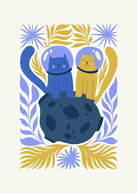 Space Cats on Asteroid