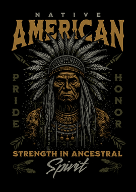 Native American Warrior Chief | Tribal Headdress Art Print