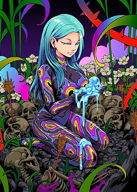 Anime Girl with Blue Slime