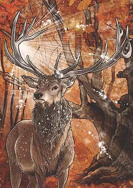 Majestic Stag in Autumn Forest