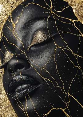 Black and Gold Face Art