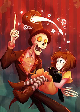 Skeleton Magician and Girl