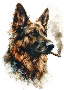 Smoking German Shepherd