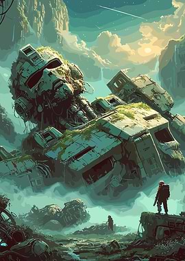 Fallen Overgrown Giant Robot