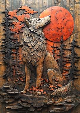 Wolf Under Full Moon