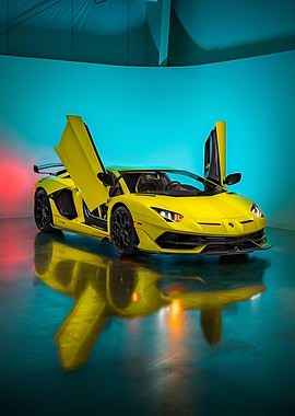 Yellow Lamborghini Aventador