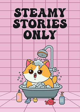 Steamy Cat Bath Poster