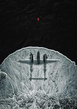 P-38 Lightning on Beach