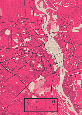 Kyiv City Map Ukraine Blossom