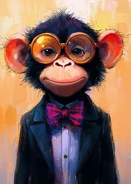 Chimp in Suit and Glasses