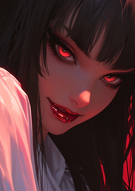 Anime Girl with Red Eyes