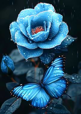 Rose with butterfly