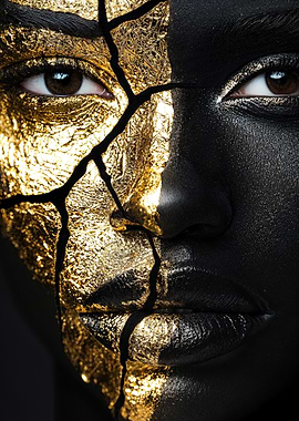 Gold and Black Face Art