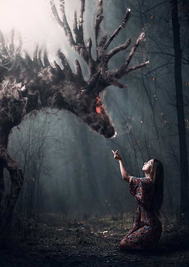 Woman and Forest Monster