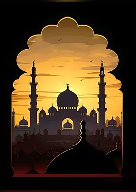 Mosque Sunset Silhouette