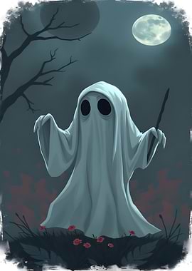 Ghostly Figure in Moonlight