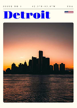 Detroit Michigan Travel Art Poster