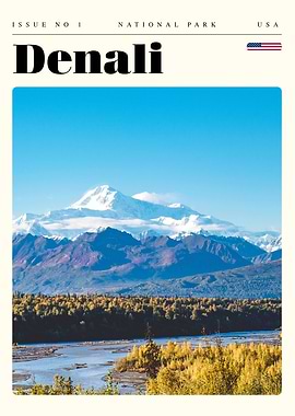 Denali National Park Travel Art Poster