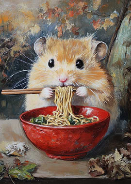 Hamster Eating Ramen