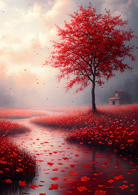 Red Autumn Landscape