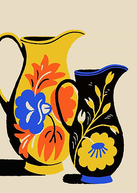Ornate Floral Patterned Pitchers