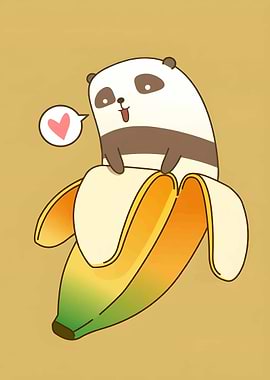 Cute Panda on Banana