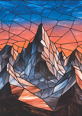 Mountain Stained Glass Style