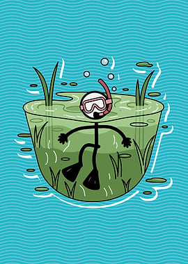 Stick Figure Scuba Diving