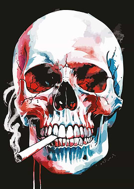 Smoking Skull Art