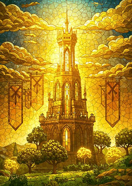 Golden Tower Stained Glass