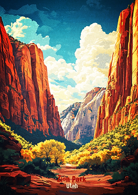 Zion National Park Art Poster