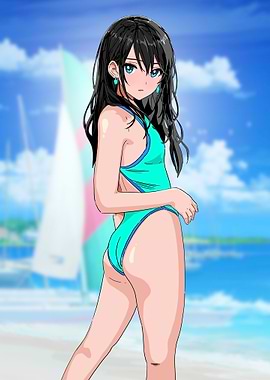 Anime Girl in Swimsuit