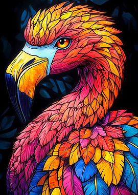 Vibrant Flamingo Portrait Animal
