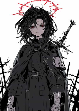Dark Anime Character with Sword