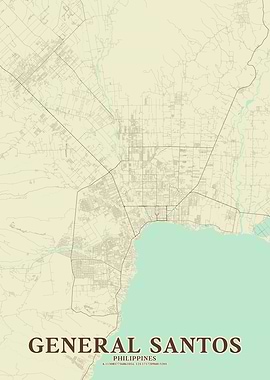 General Santos City Minimal Vintage Map