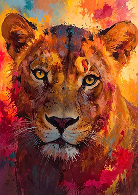 Lioness Splash Painting