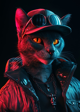 Neon Cyberpunk Cat