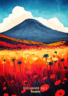 Volcanoes Park Rwanda Art Poster