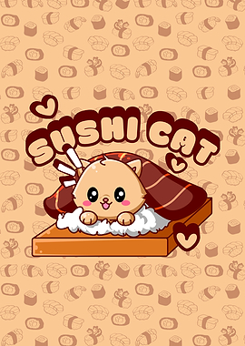 Sushi Cat Illustration