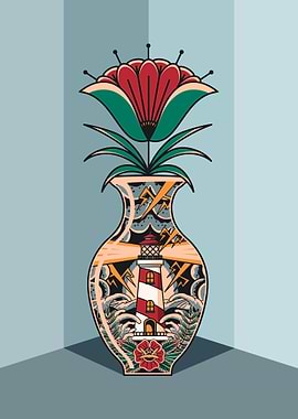 Lighthouse Vase Art Deco