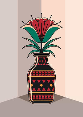 Geometric Flower Vase Art Deco
