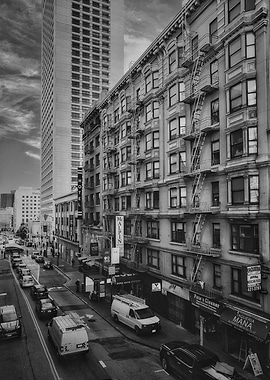 City Street with Tall Buildings
