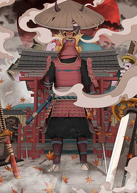 Samurai Warrior in Red Armor