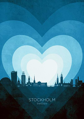 Stockholm Skyline Heart