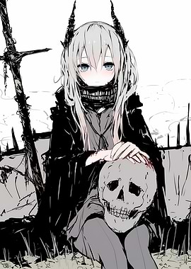 Anime Girl with Skull