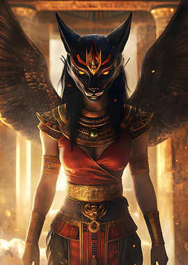 Egyptian Goddess Bastet with Wings
