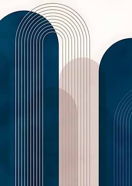 Abstract Blue and Beige Arches