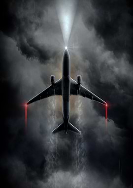Airplane in Stormy Sky